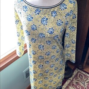 Max Studio Yellow & Blue Print Tunic Dress.